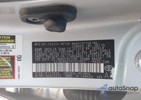 2015 Toyota Corolla Le from USA, damaged, VIN 2T1BURHE7FC451927